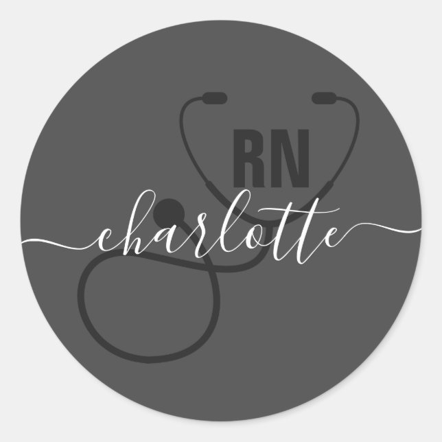 Personalised RN Registered Nurse Graduation Classic Round Sticker (Front)