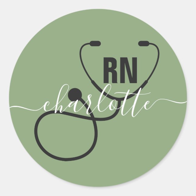 Personalised RN Registered Nurse Graduation Classic Round Sticker (Front)