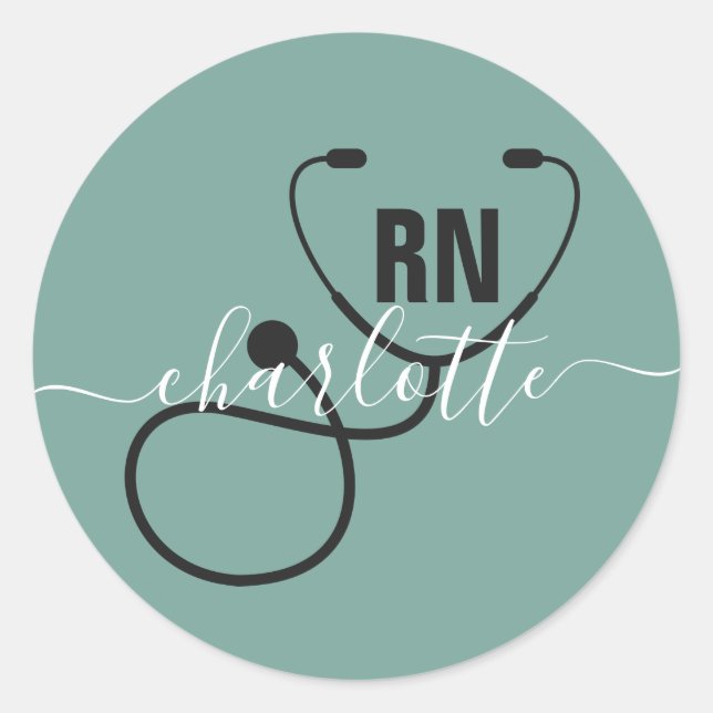 Personalised RN Registered Nurse Graduation Classic Round Sticker (Front)