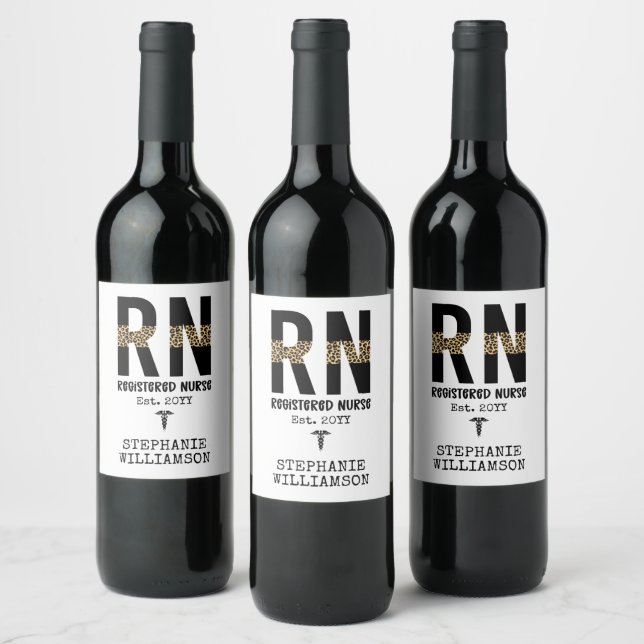 Personalised RN Registered Nurse Graduation Gifts Wine Label (Bottles)