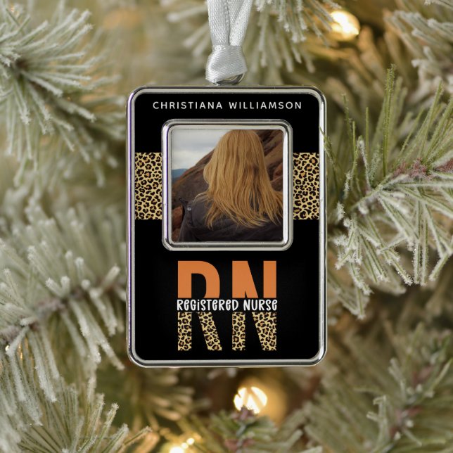 Personalised RN Registered Nurse Graduation photo Silver Plated Framed Ornament (Tree)