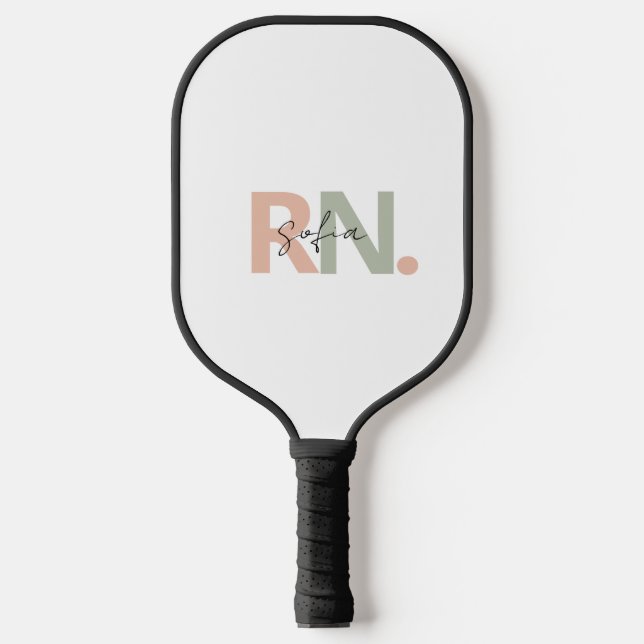 personalised RN Registered Nurse Name calligraphy Pickleball Paddle (Front)