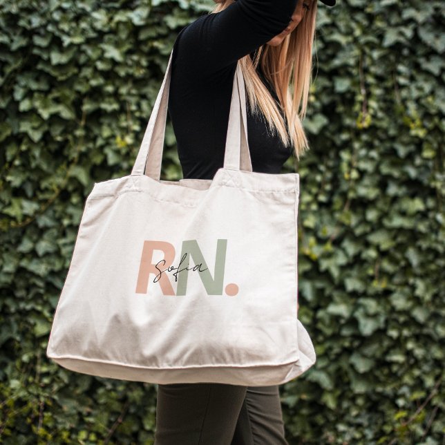 personalised RN Registered Nurse Name calligraphy Tote Bag (Creator Uploaded)