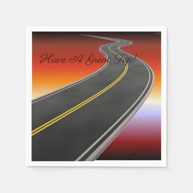 Personalised Road Trip Sunset Highway Napkins (Front)