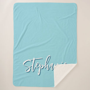 Personalised Robin Egg Blue Sherpa Blanket