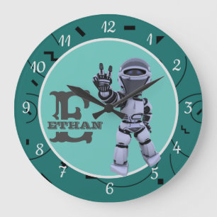 Personalised Robot Geometrical Pattern Acrylic Large Clock