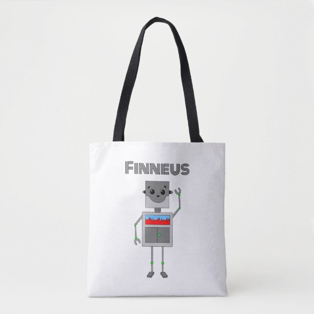 Personalised Robot Themed   Tote Bag (Front)