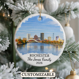 Personalised Rochester Ornament, Custom New York Ceramic Ornament