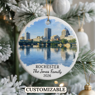 Personalised Rochester Ornament, Custom New York Ceramic Ornament
