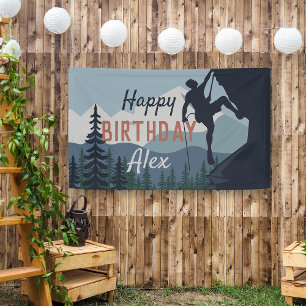 Personalised Rock Climbing Theme Happy Birthday Banner
