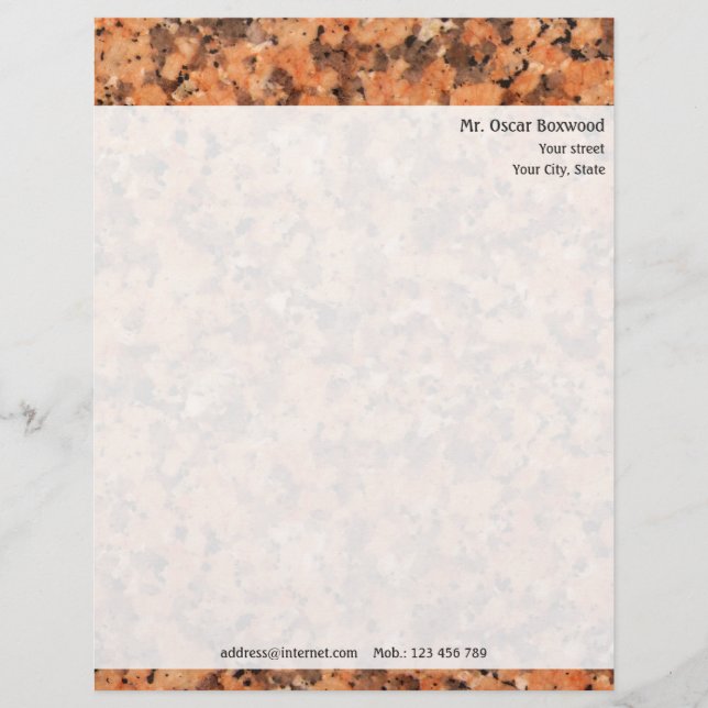 Personalised Rock Texture with Return Address Customized Letterhead (Front)