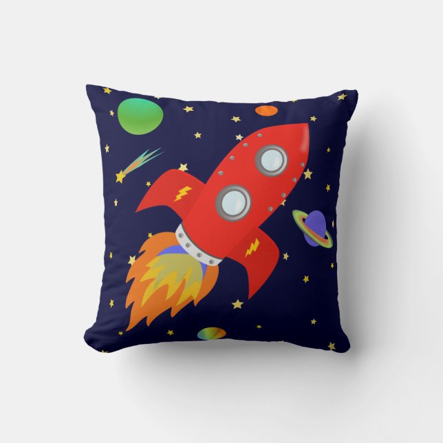 Personalised Rocket Ship Cushion (Front)
