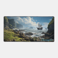 Personalised Rocky Cove and Ship Desk Mat