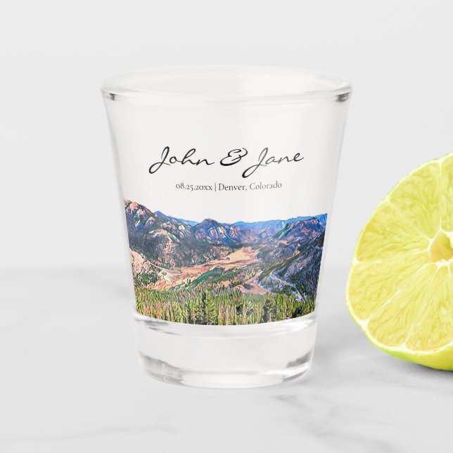 Personalised Rocky Mountain Shot Glass (Front)