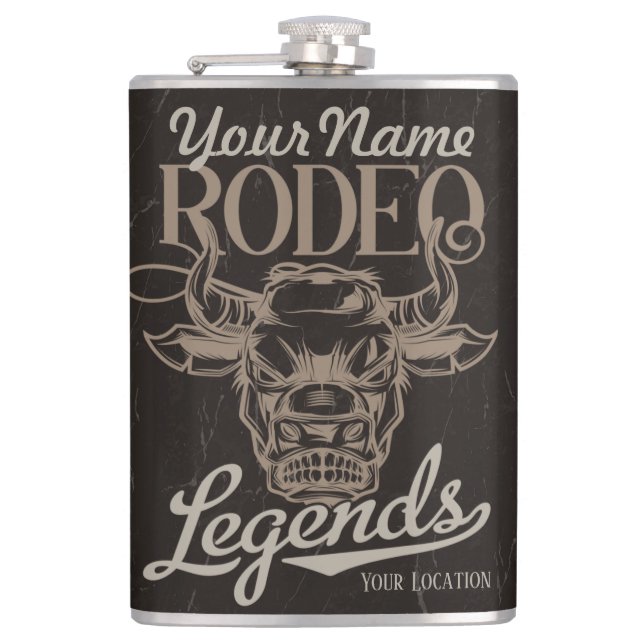 Personalised Rodeo Old West Steer Roping Legends Hip Flask (Front)