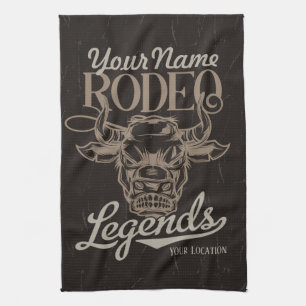 Personalised Rodeo Old West Steer Roping Legends Tea Towel