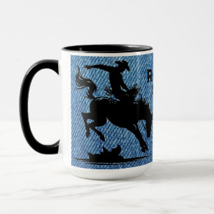 Personalised Rodeo Star Blue Denim Mug