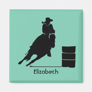 Personalised Rodeo Theme Cowgirl Barrel Racer Magnet