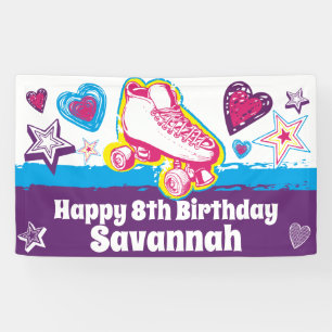 Personalised Roller Skating Party Happy Birthday Banner