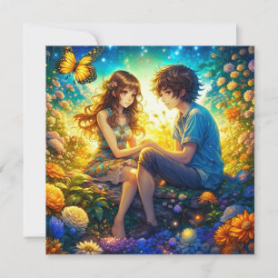 Personalised Romantic Anime Couple Valentine's Day Card