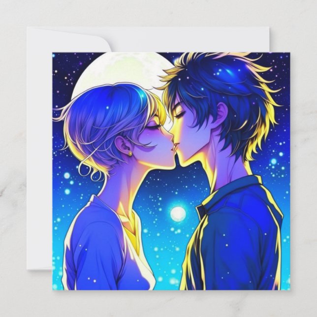 Personalised Romantic Anime Couple Valentine's Day Card (Front)