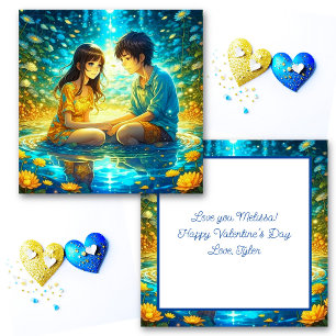 Personalised Romantic Anime Couple Valentine's Day Card