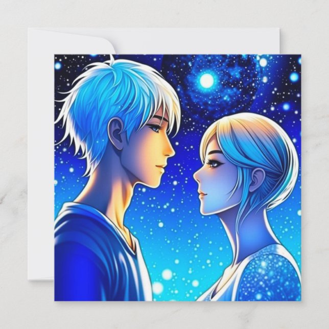 Personalised Romantic Anime Couple Valentine's Day Card (Front)