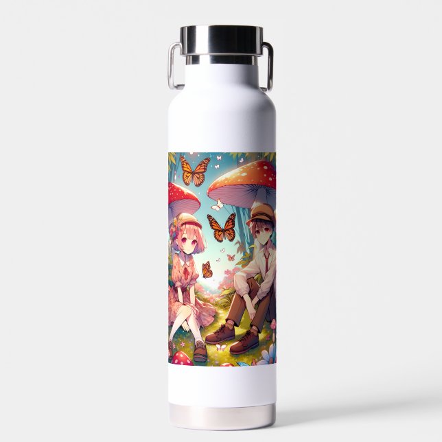 Personalised Romantic Anime Couple  Water Bottle (Front)
