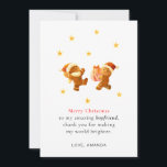 Personalised Romantic Boyfriend Christmas Card<br><div class="desc">Personalised Romantic Boyfriend Christmas Card: Make your boyfriend’s Christmas extra sweet with this cute gingerbread couple holiday card! Featuring two adorable gingerbread cookies surrounded by stars and festive Christmas decorations, this charming design captures the warmth, love, and cosiness of the holiday season. The front includes sweet and loving words —...</div>