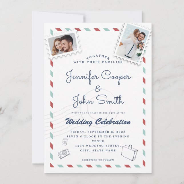 Personalised Romantic Couple Minimalist Wedding Invitation (Front)