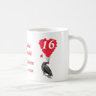 Personalised romantic crow Sweet Sixteen Coffee Mug