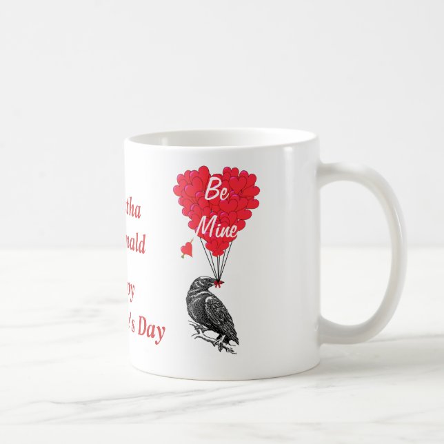 Personalised romantic crow Valentines day Coffee Mug (Right)