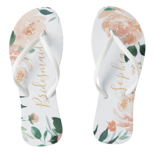 Personalised Romantic garden floral bridesmaid Thongs