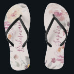 Personalised romantic garden floral bridesmaid thongs<br><div class="desc">Modern watercolor floral in muted pastel yellow,  peach and mauve,  elegant and romantic,   great personalised bridal party bridesmaid gifts</div>