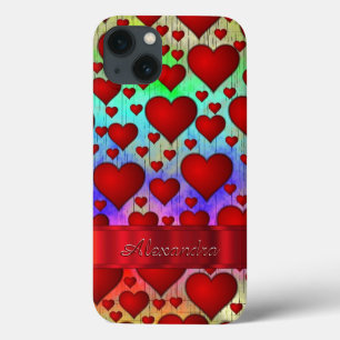 Personalised romantic heart pattern iPhone 13 case