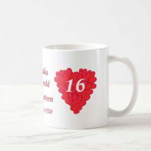 Personalised romantic heart Sweet Sixteen Coffee Mug