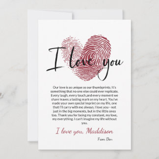Personalised Romantic Love Card with Thumbprint ❤️