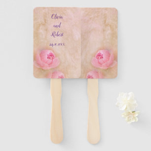 Personalised romantic pink peony hand fan
