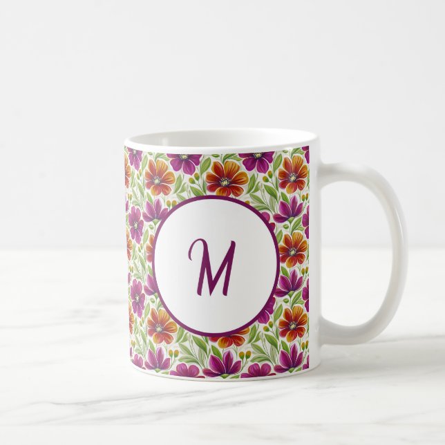 Personalised Romantic Spring Girly Flowers  Coffee Mug (Right)