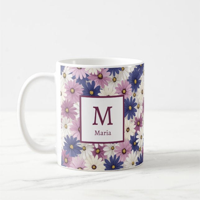 Personalised Romantic Spring Girly Flowers  Coffee Mug (Left)