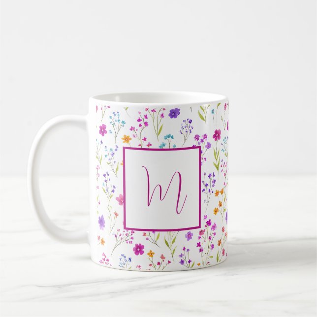Personalised Romantic Spring Girly Flowers  Coffee Mug (Left)
