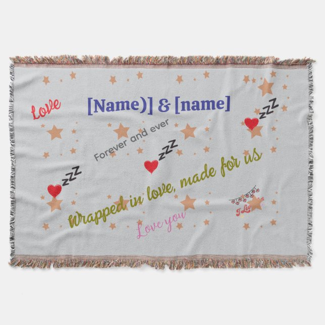 Personalised Romantic Throw Blanket – Wrapped in  (Front)