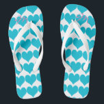 Personalised Romantic Turquoise  Hearts Flip Flops<br><div class="desc">Personalised Romantic Turquoise  Hearts Flip Flops.</div>