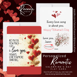 Personalised Romantic Valentine's Day Flat Card