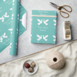 Personalised romantic white turtle doves wedding wrapping paper<br><div class="desc">Personalised romantic white turtle doves wedding Wrapping Paper. Classy gift wrap rolls for newly weds and couples. Turquoise blue or custom colour.</div>
