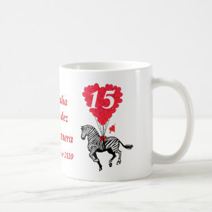 Personalised romantic zebra Quinceanera Coffee Mug