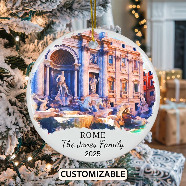 Personalised Rome Ornament, Italy Gift Ceramic Ornament (Creator Uploaded)