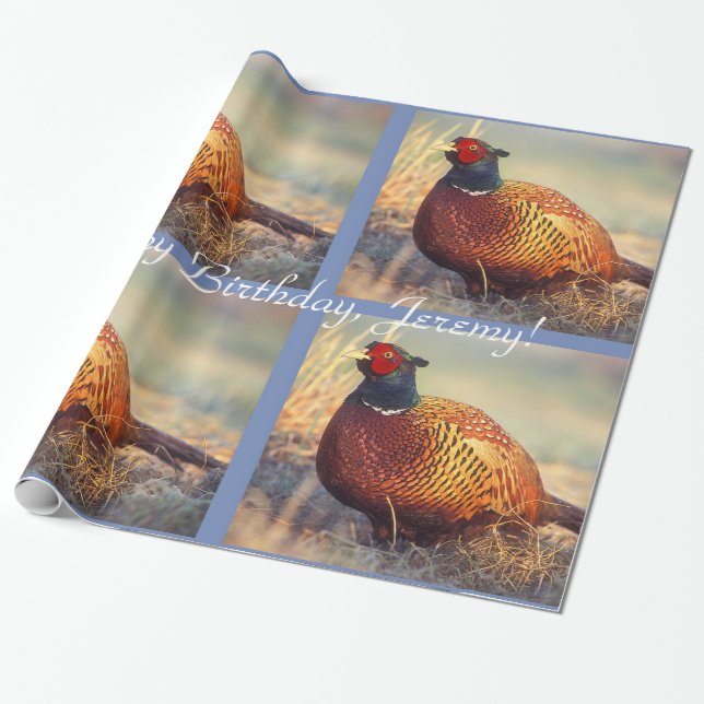 Personalised Rooster Pheasant Wrapping Paper (Unrolled)