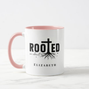 Personalised Rooted in Christ Christian Coffee Mug