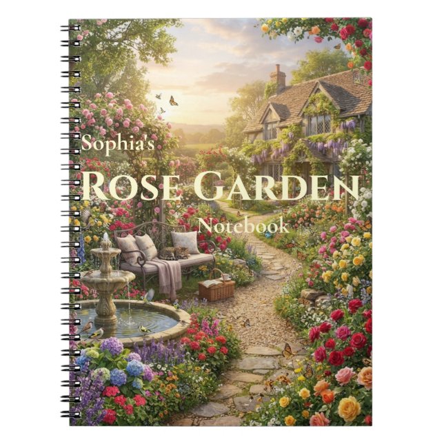 Personalised Rose Garden Spiral Notebook (Front)